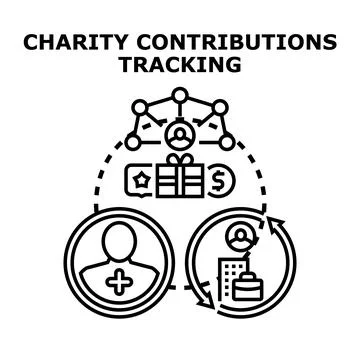 Charity contributions tracking donations process icon concept Stock Illustration