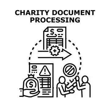 Charity document processing concept illustration vector Stock Illustration