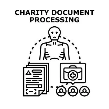 Charity document processing supporting people in need Stock Illustration