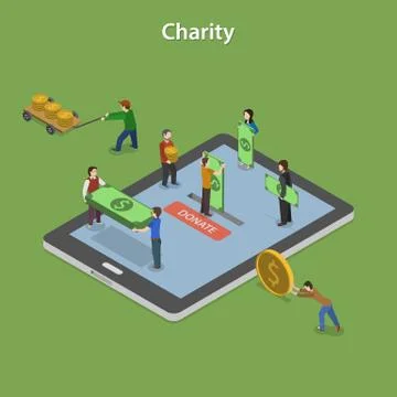 Charity Flat Isometric Vector Concept. Stock Illustration