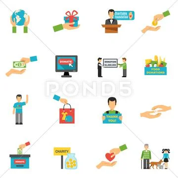 Charity Icons Set Stock Illustrationen