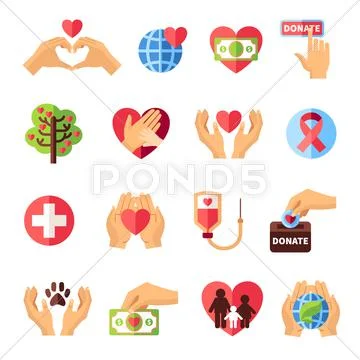 Charity Icons Set Stock Illustration