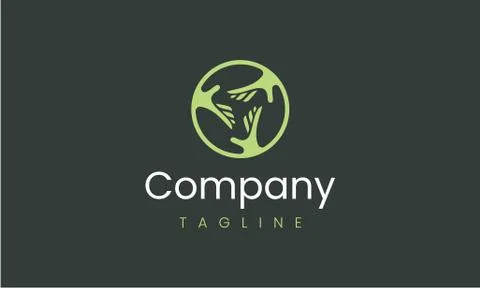Charity logo design template. Vector shape of a hand in circle Stock Illustration