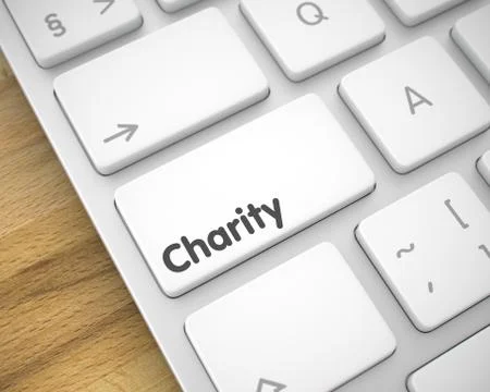 Charity - Message on White Keyboard Button. 3D. Stock Illustration