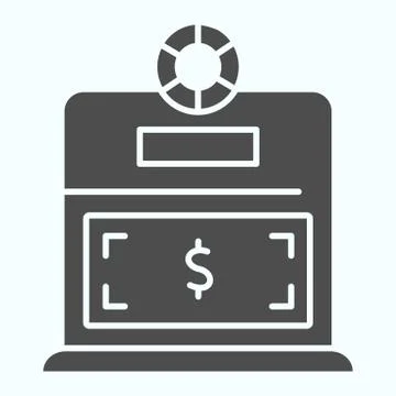 Charity money box solid icon. Putting coin in box vector illustration isolated イラスト素材