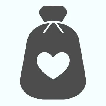 Charity Money solid icon. Bag with heart on a material vector illustration Stock Illustration