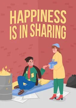 Charity poster flat vector template Illustrazione stock