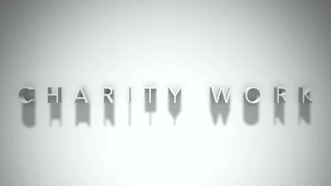 Charity work 3D title animation with shadows on a white background Stock Footage 297906429