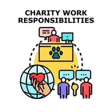 Charity work responsibilities concept vector illustration Stock Illustration