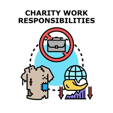 Charity work responsibilities helping global social problems Stock Illustration