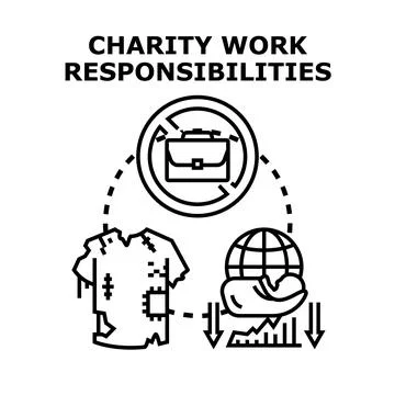 Charity work responsibilities helping global social problems Stock Illustration