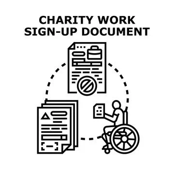 Charity work sign up document choosing volunteer activity Stock Illustration