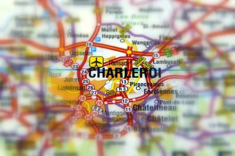 Charleroi on a map Stock Photos