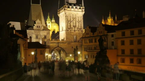 Charles bridge and castle view, prague, czech republic, timelapse, 4k Video stock 58676940
