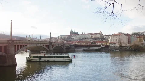Charles Bridge and Prague Castle, Czech Republic Vídeo Stock 240356477