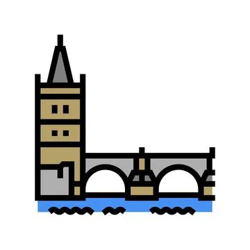 Charles bridge color icon vector illustration Ilustração Stock