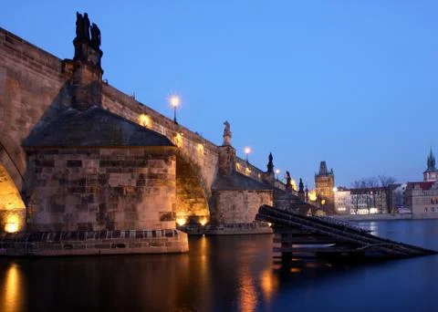 Charles Bridge in diagonal Stock Photos