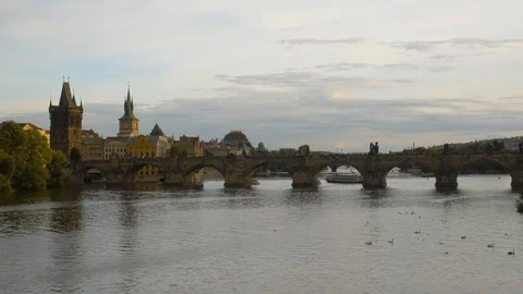 Charles bridge in the evening Stock Footage 117965445
