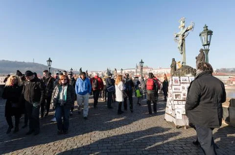 Charles Bridge in first advent, in December christmas time Prague Stock Photos