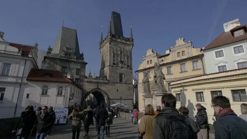 Charles Bridge Gate 4K 스톡 동영상 74786269