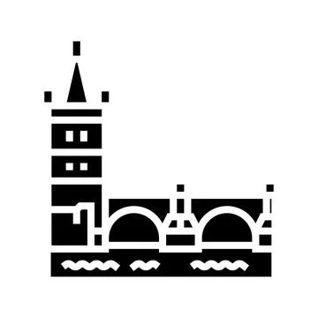 Charles bridge glyph icon vector illustration Ilustração Stock