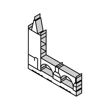 Charles bridge isometric icon vector illustration Ilustração Stock