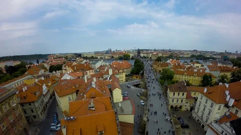 Charles Bridge (Karluv Most) and Prague Castle, Czech republic Stock Footage 74383522