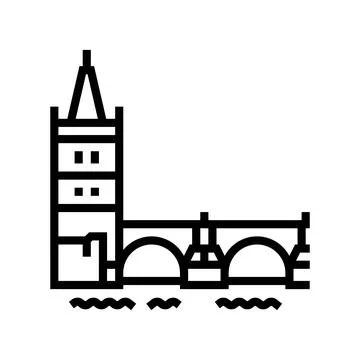 Charles bridge line icon vector illustration Ilustração Stock