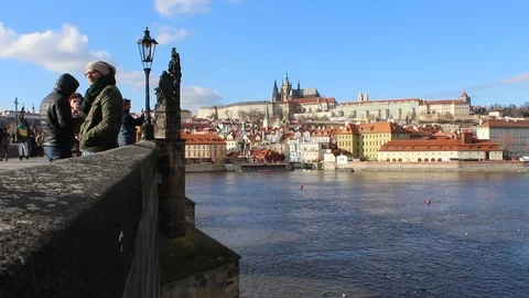 CHARLES BRIDGE, PRAGUE, CZECH REPUBLIC - JANUARY 18, 2019 Stock Footage 101476992