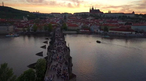Charles Bridge Prague Stock Footage