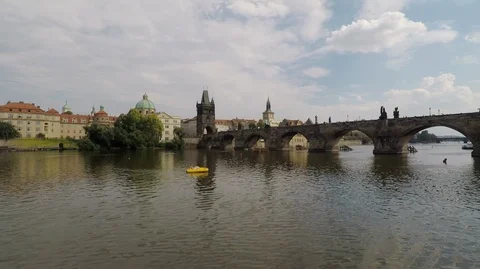 Charles Bridge in Prague Stock Footage 99180444