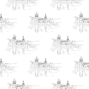 Charles bridge seamless Stock Illustration