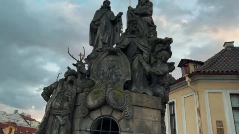 Charles Bridge statues 1 Stock Footage 319383757