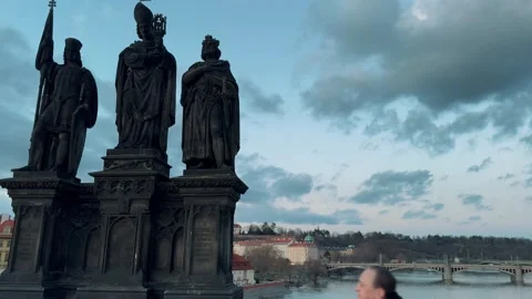 Charles Bridge statues 9 (Editorial) Stock Footage 319383788