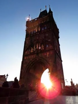 Charles Bridge at Sunset Stock Photos