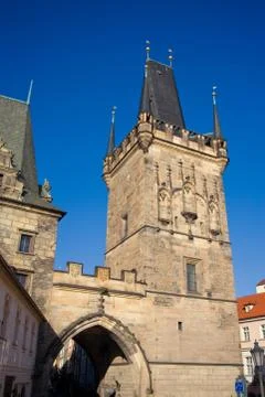 Charles bridge tower Stock Photos