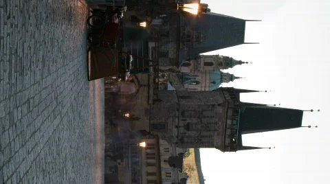 Charles bridge towers Stock Footage 612112
