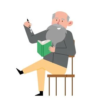 Charles darwin with a book Stock Illustration