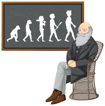 Charles Darwin with science of evolution Stock Illustration