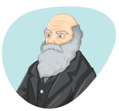 Charles Darwin with science of evolution Stock Illustration