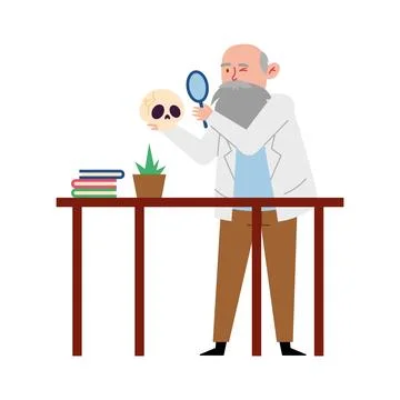 Charles darwin studying Stock Illustration