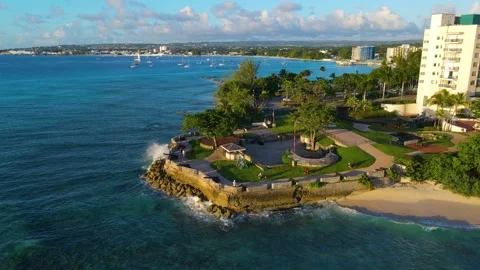 Charles Fort and Needham's Point Lighthouse, St. Michael, Barbados Stock Footage 324774603