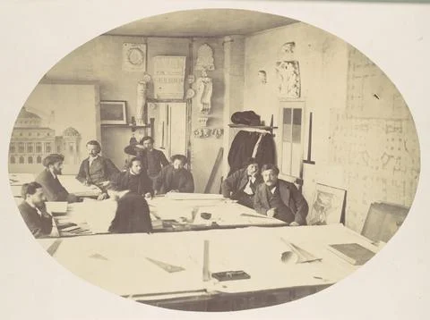 [Charles Garnier in the Drafting Room While Designing the New Paris Opera] .. Stock Photos