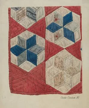 Charles Goodwin, Patchwork Quilt, 1940 Patchwork Quilt Copyright: xpiemags... Fotos de archivo