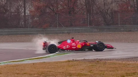 Charles Leclerc doing donuts Stock Footage 302424128