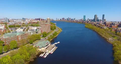 Charles River aerial view, Boston, MA, USA Stock Footage 345375810