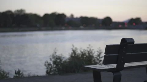 Charles River Bench at Sunset 스톡 동영상 50585801
