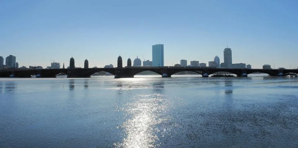 Charles river with boston skyline Stock Photos