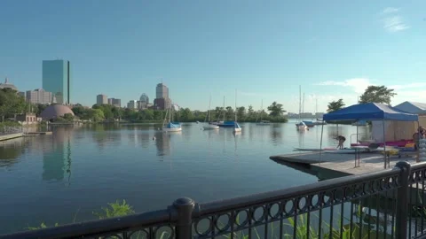 Charles River Sailboats Stock Footage 136696253