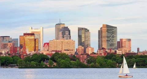 Charles river sunset Stock Photos